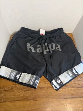 Kappa Black Shorts with White Logo Tag